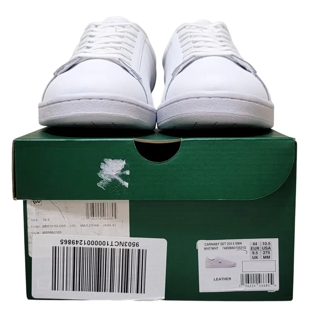 Lacoste Men Carnaby Set 224 Low Top Sneakers Size US 10.5 White Leather